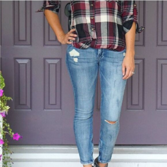 Pistola Tory Distressed Cropped Ankle Zip Skinny Jeans Size 26 New - Picture 3 of 16